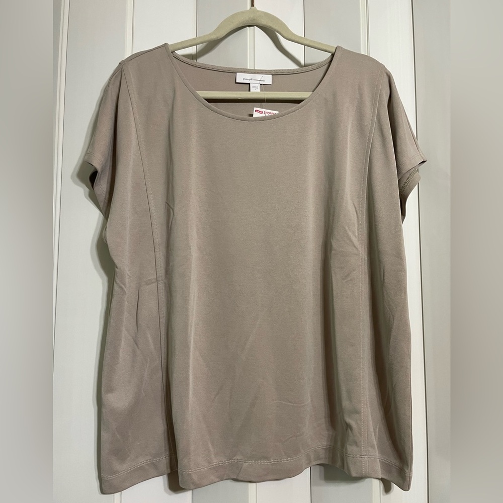 Women's neutral top, large, J.jill sandwashed is sisal color. NWT.